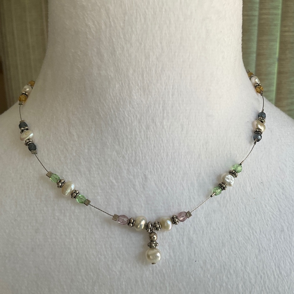 Pearl and Beaded Necklace Handmade
